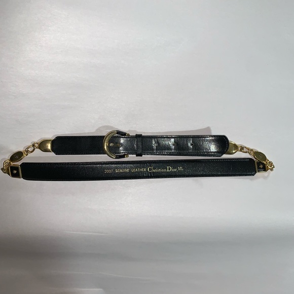 DIOR size M/L 29"-33" black leather chainlink BELT - Picture 2 of 15